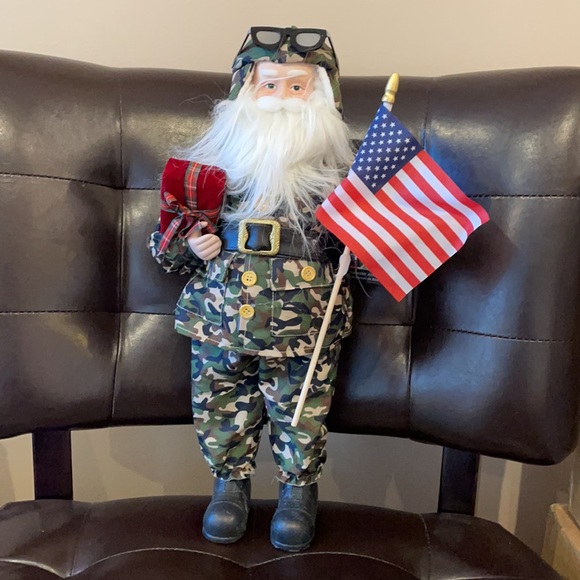 Soldier Santa Claus Camouflage Clothes Tabletop Christmas Decor American flag - Picture 2 of 5